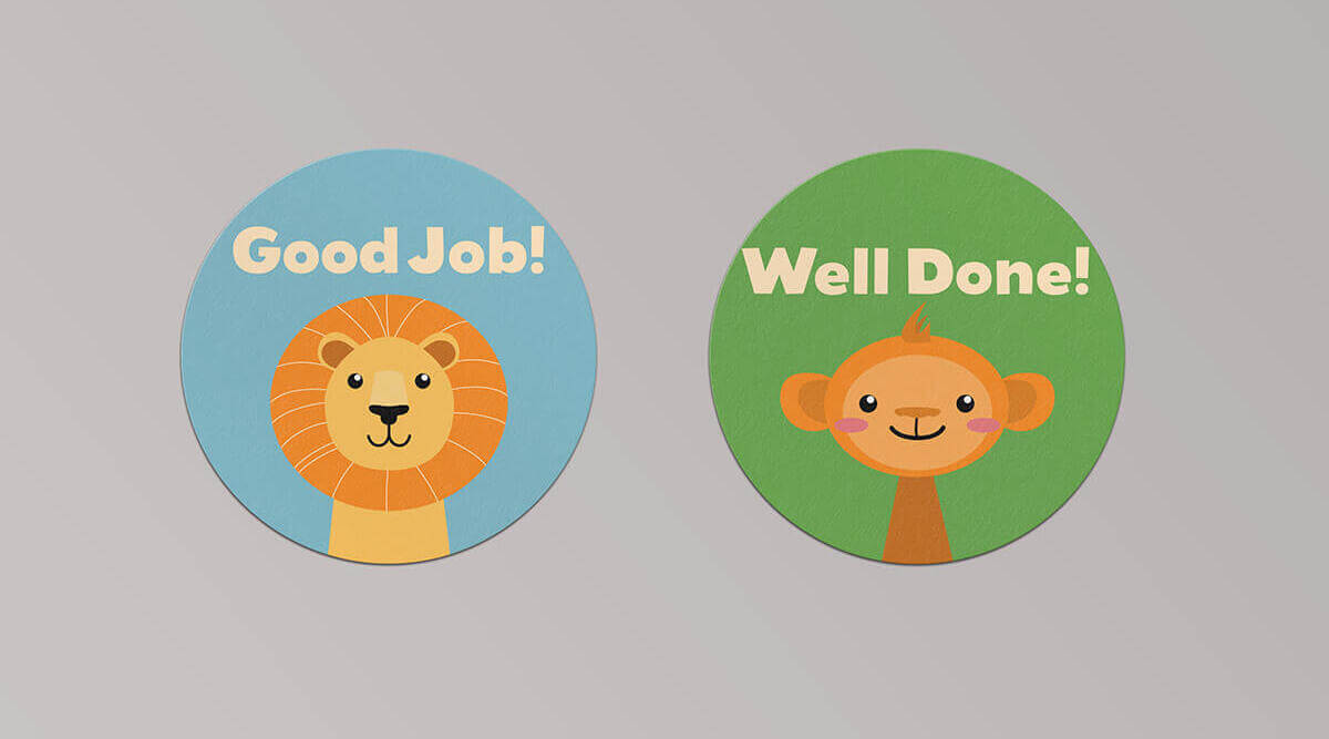 School Animal Stickers Round